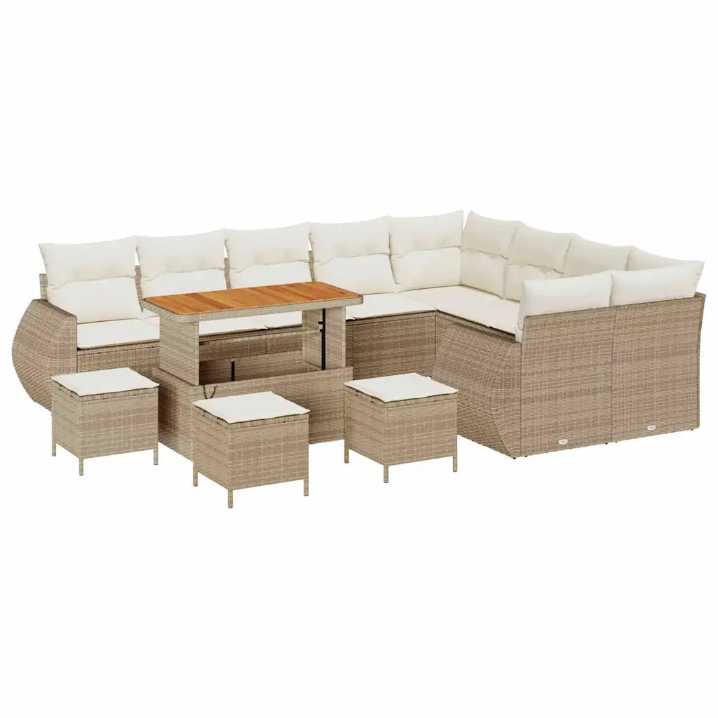 Set Divano da Giardino 13 pcs Beige polyrattan