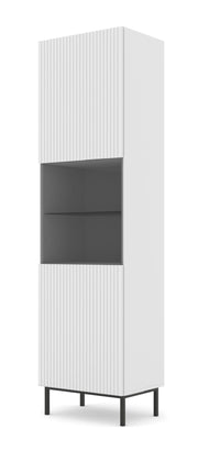 MOBILE RAVENNA B VETRINA IN MDF RIVESTITO IN FOGLIO 1DS 60x217 BIANCO OPACO CORNICE NERA