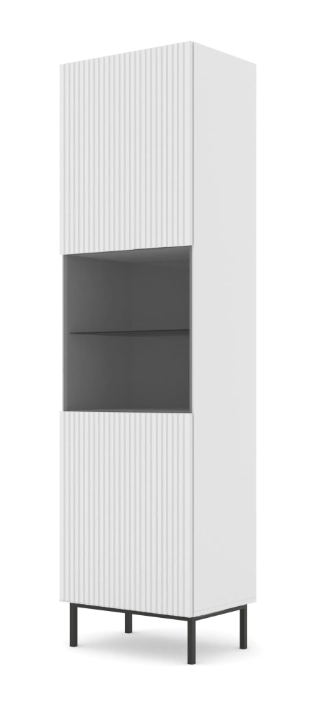 MOBILE RAVENNA B VETRINA IN MDF RIVESTITO IN FOGLIO 1DS 60x217 BIANCO OPACO CORNICE NERA