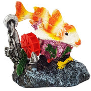Trade Shop - Carpa Con Mulino Ornamento Per Acquario Ancora Roccia 10.5x12x8.5 Cm Decorazioni -
