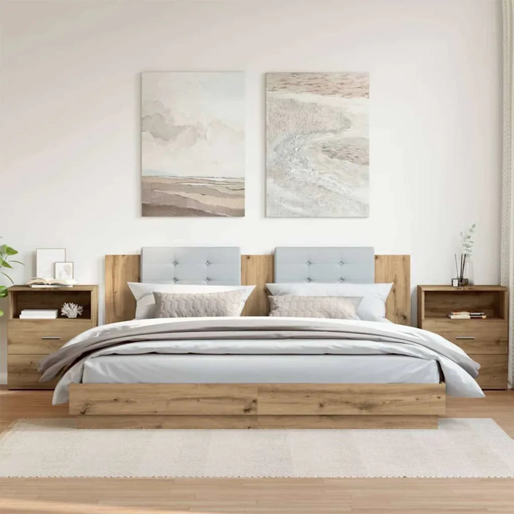 Comodini 2pz Rovere Artigianale 50x32x60cm in Legno Multistrato 856567