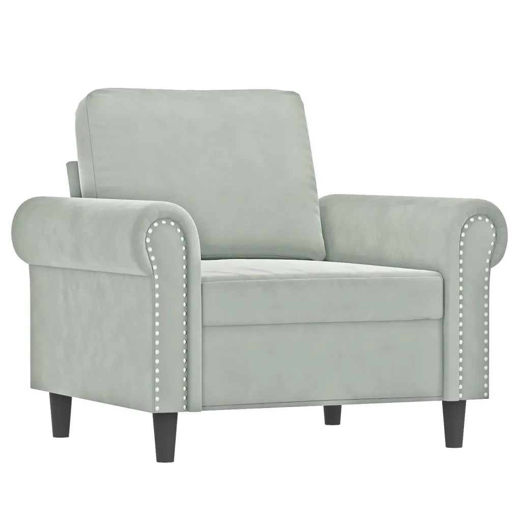 Set di Divani 3 pz con Cuscini Grigio Chiaro in Velluto 3202190