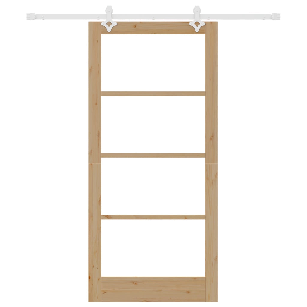 Porta scorrevole  con set di hardware 93x202 cm in legno massello di pino