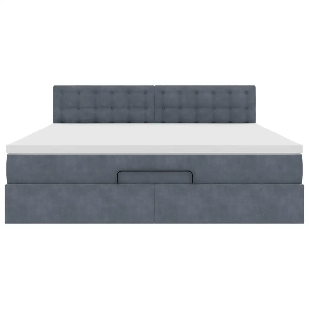 Struttura Letto Pouf con Materasso 160x200 cm in Velluto 3312777