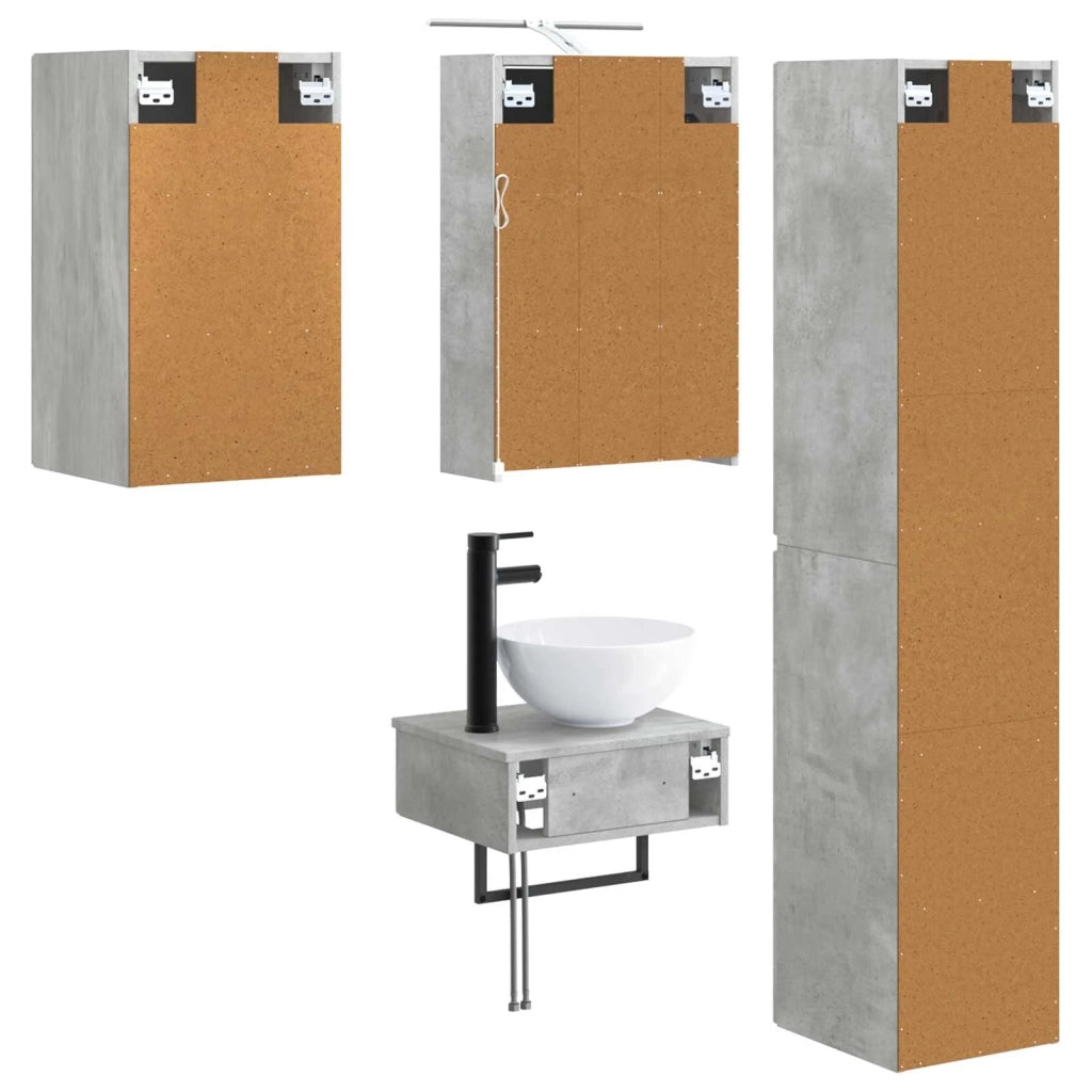 Set di mobili per il bagno 5 pcs Grigio Cemento 3407250