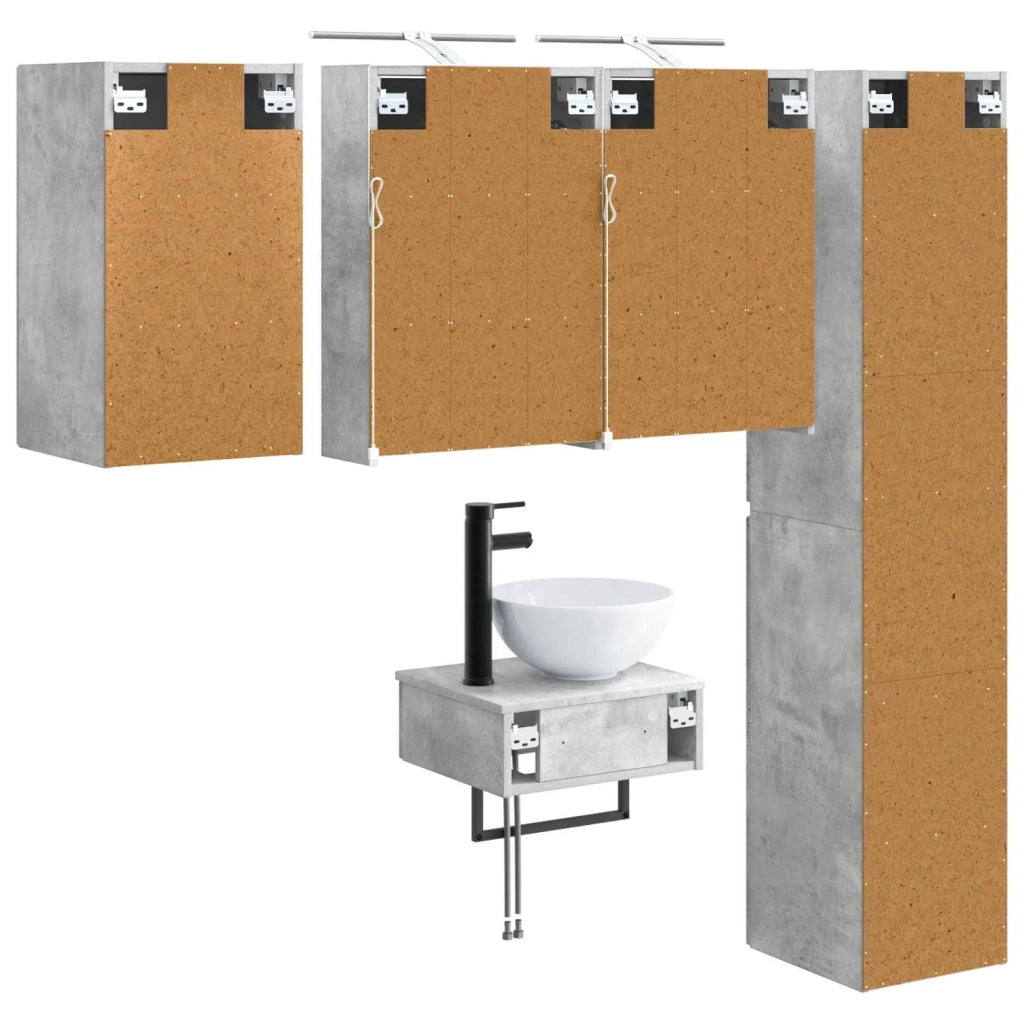 Set di mobili per il bagno 5 pcs Grigio Cemento 3407250