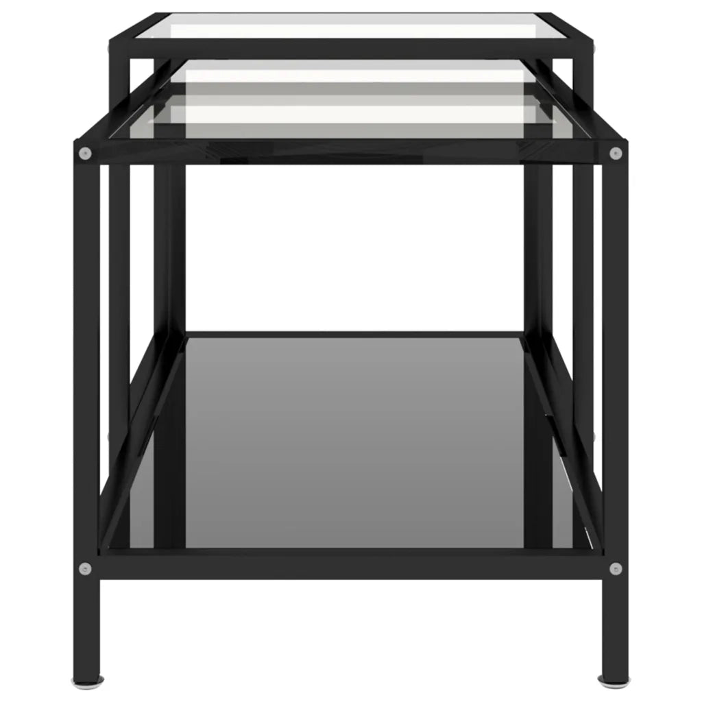 Tavolini 2 pz Neri in Vetro Temperato cod mxl 20455