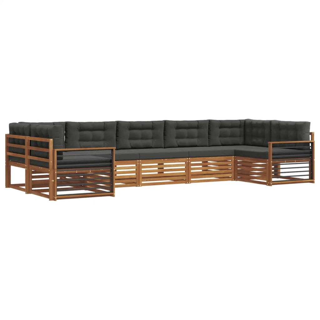 Set di divani da esterno con cuscino 7 pcs Naturale e Antracite 3374072