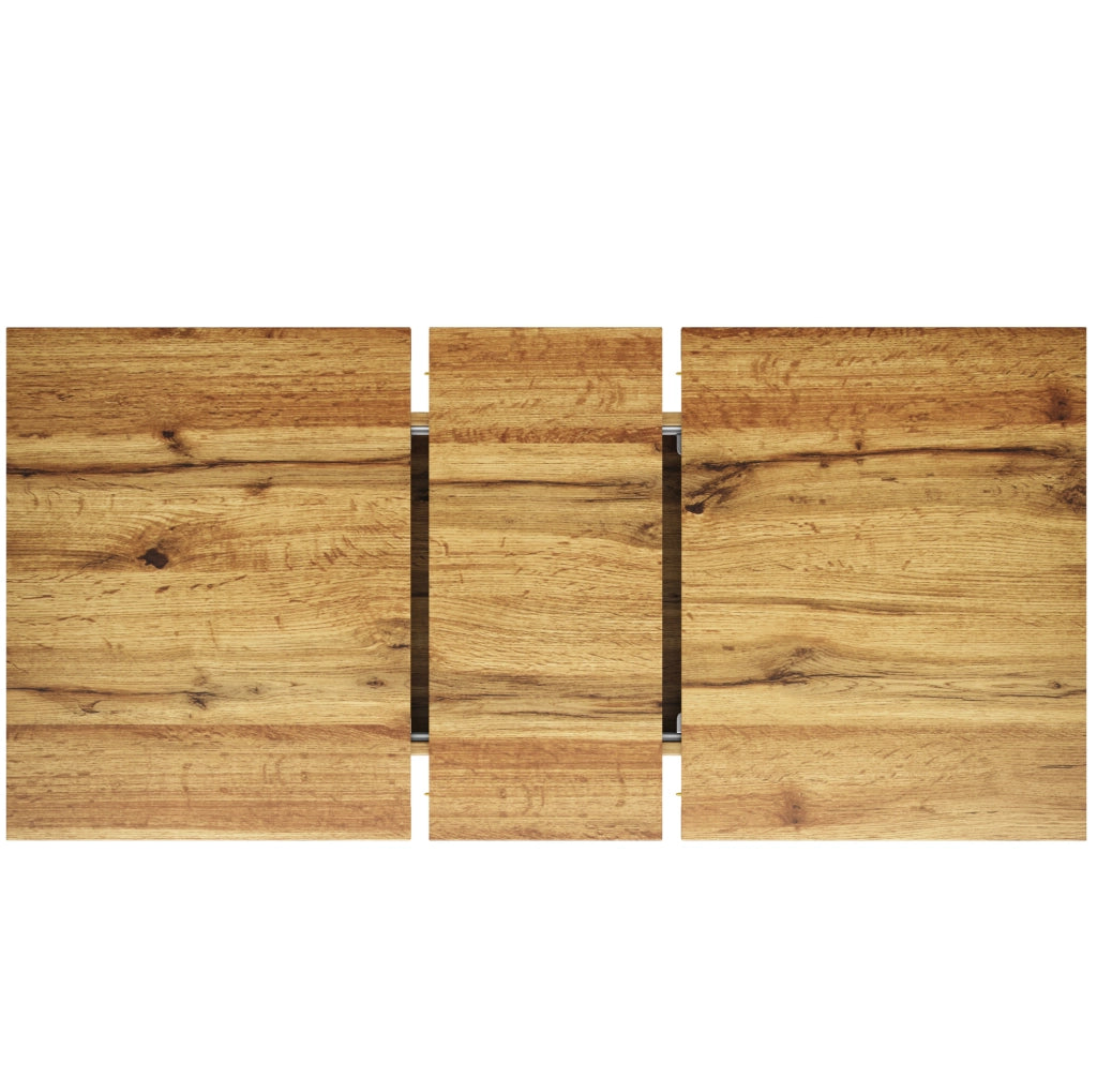 Tavolo da pranzo allungabile 120/160x80x76 cm con piano effetto noce brasiliano e gambe in metallo; naturale