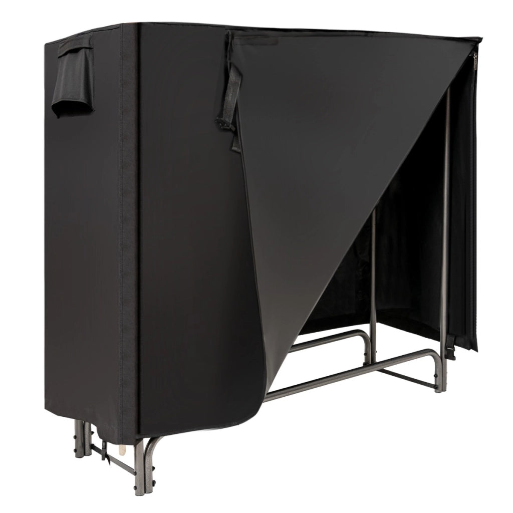 Porta legna con copertura impermeabile e struttura in ferro pesante per camino, Mensola portalegna Nero 122,5cm-Accessori caminetti e stufe a legna