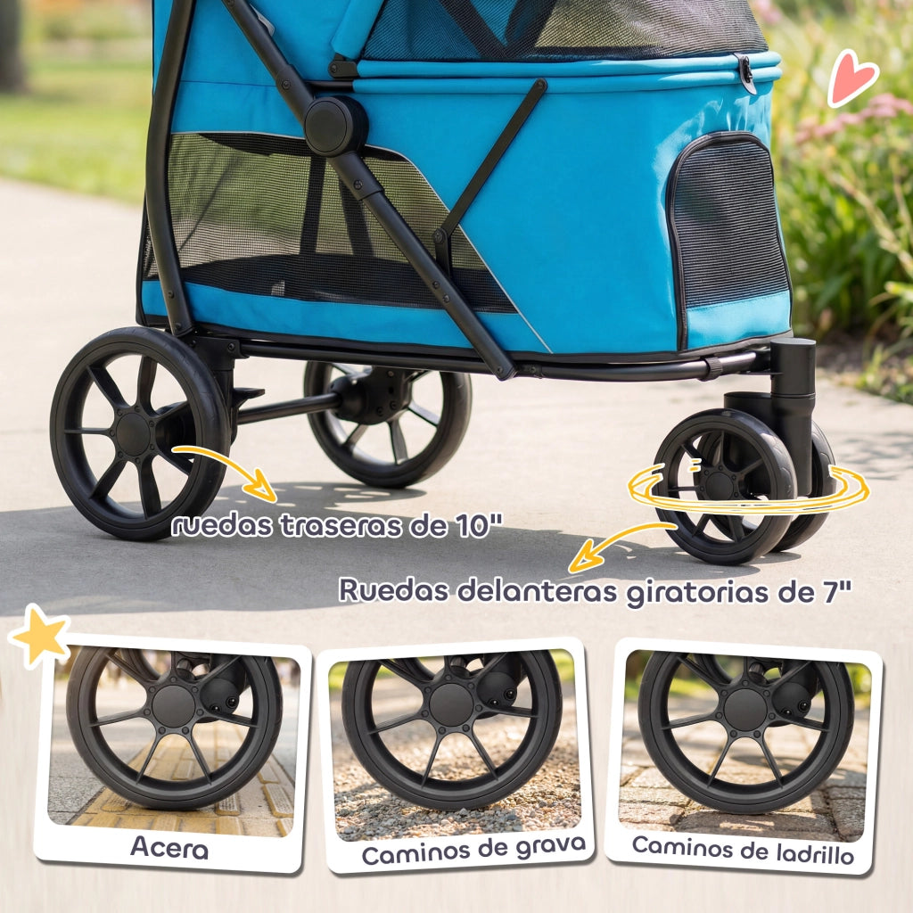 Carrello per Cani Pieghevole ¨C Zephmum ¨C Blu 92x63x95 cm