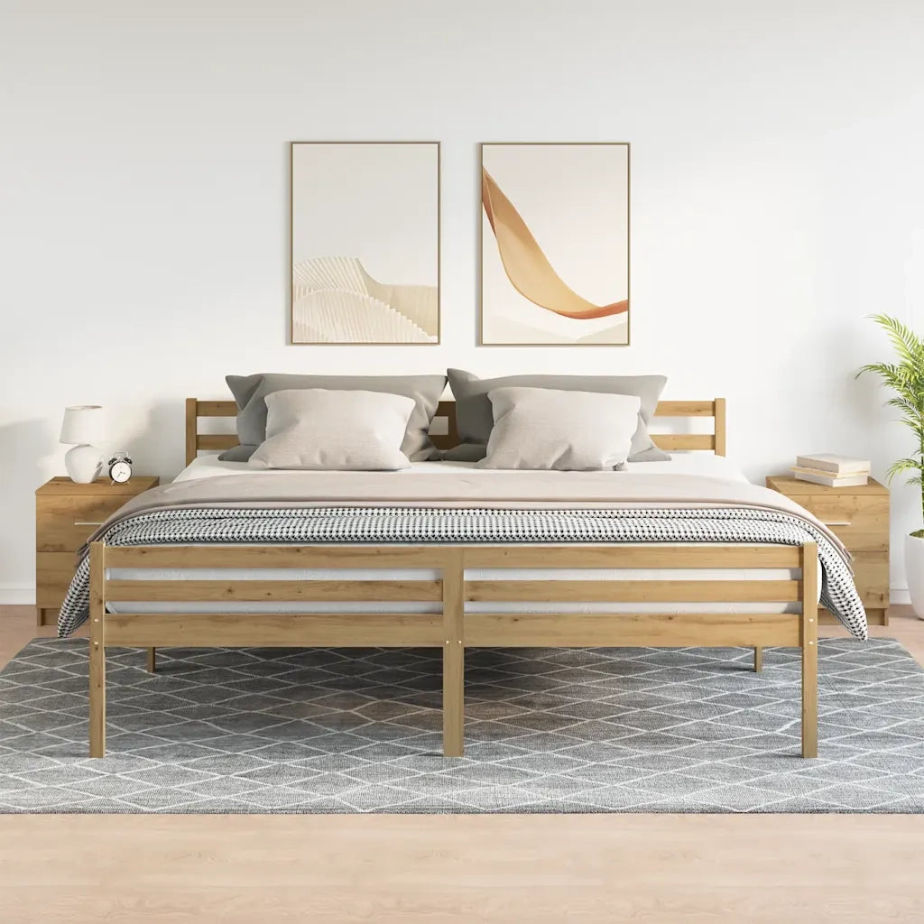 Comodini 2 pz con 2 cassetti rovere artigianale 40x36x50 cm 858802