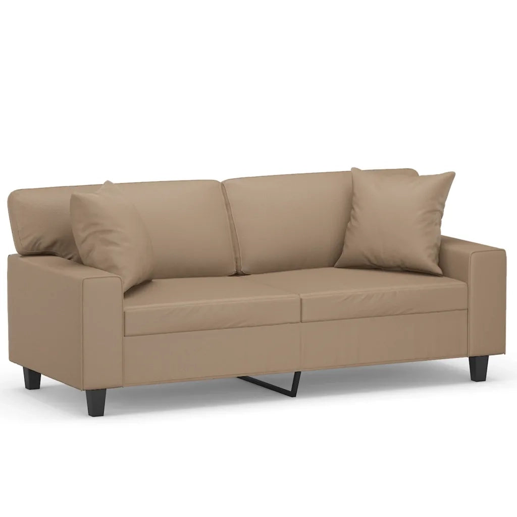 Divano a 2 Posti con Cuscini Cappuccino 140 cm in Similpelle 3200870