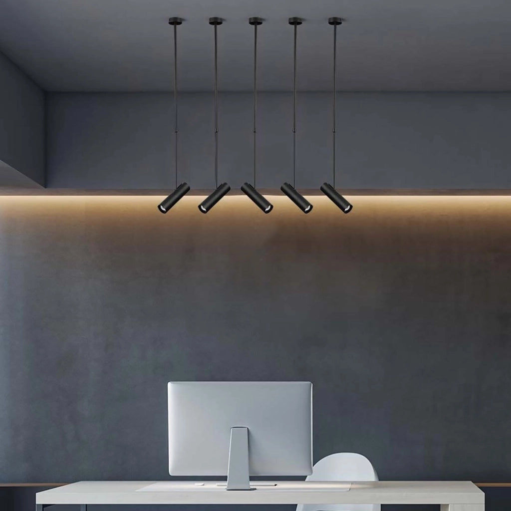 Faretto orientabile lampada sospensione moderna LED GU10 pendente telescopico luci tavolo bar vetrina sala espositiva 230V NERO
