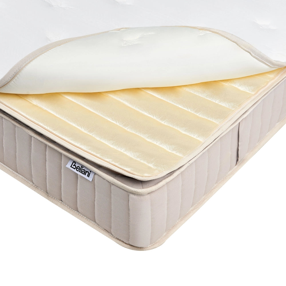 Materasso a molle insacchettate in lattice bianco e beige EU misura singola 90 x 200 cm durezza media con cerniera e rivestimento in poliestere rimovibile Accessori per la camera da letto