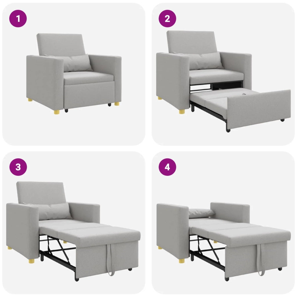 Divano letto estraibile singolo con ruote Grigio nuvola Tessuto 42002694