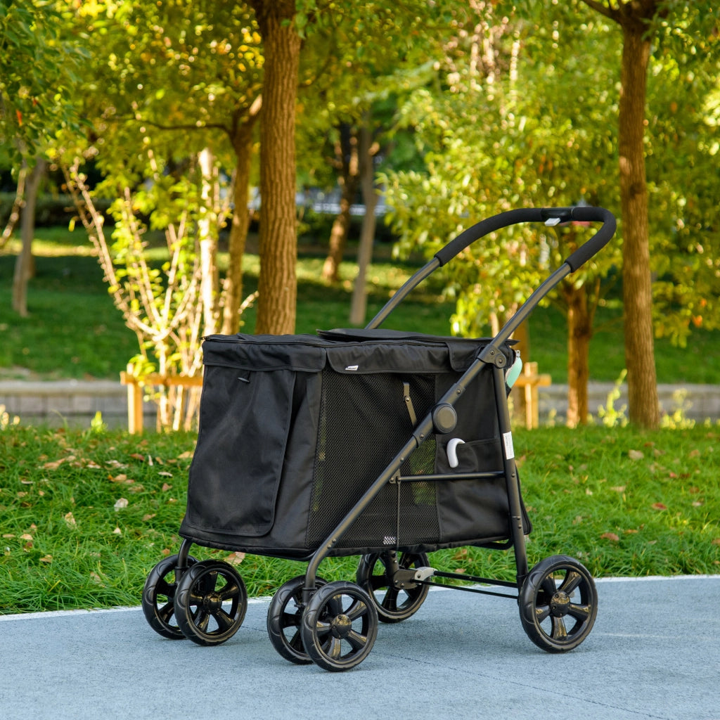 Carrello per Cani Pieghevole con Cuscini ¨C zephmum ¨C 102x62x105 cm, Nero