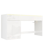 Scrivania con 2 cassetti; 1 anta e illuminazione LED - per studio - 120×50×78 cm - bianca