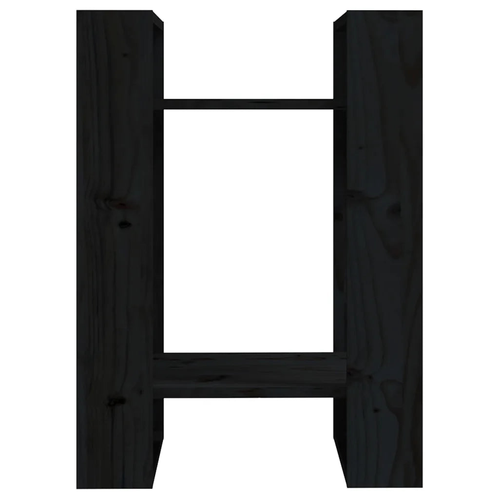 Libreria/Divisorio Nero 41x35x57 cm in Legno Massello di Pino
