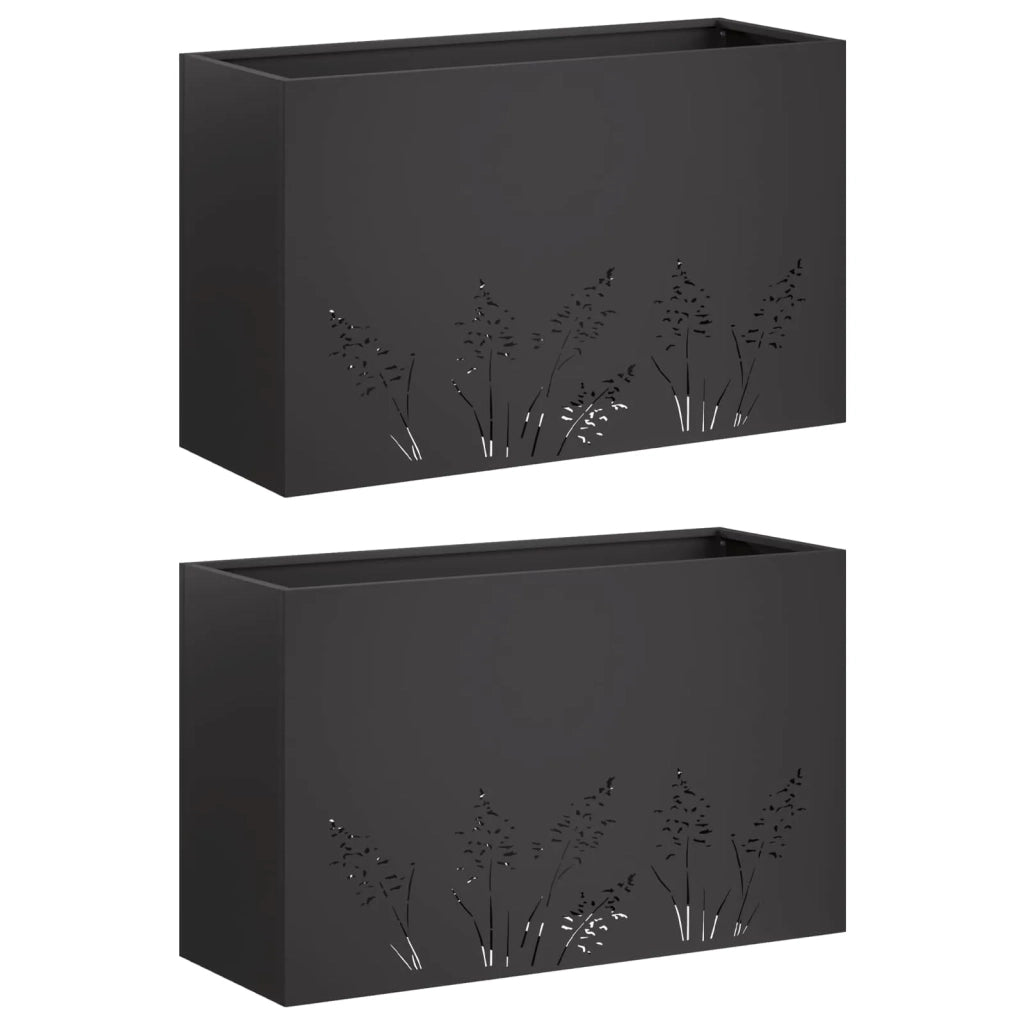 Vaso da giardino 2 pz Nero 80 x 30 x 49 cm 8005835