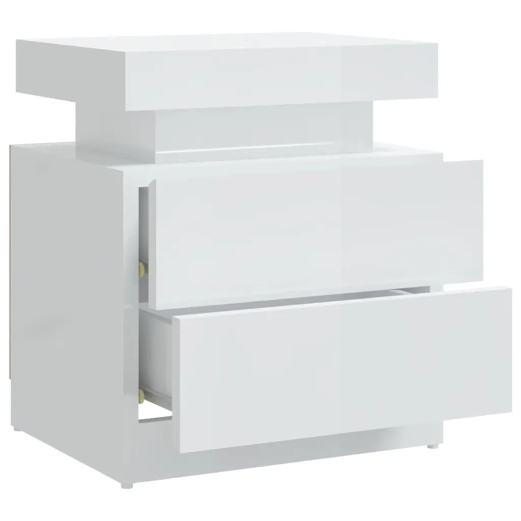 Comodino-Tavolino da notte Bianco Lucido 45x35x52 cm in Legno Multistrato