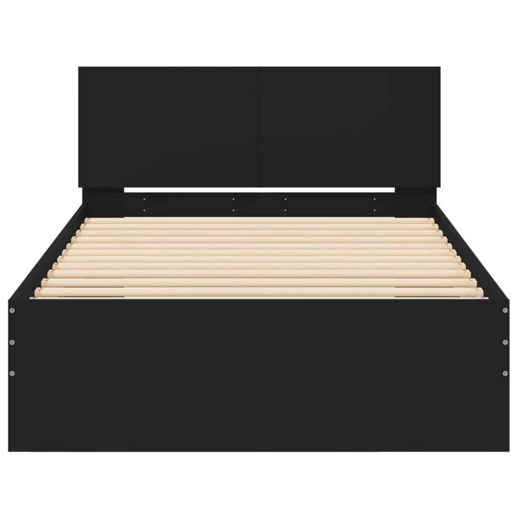 Giroletto con Testiera Nero 100x200 cm in Legno Multistrato