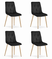 Sedia Valora TYRA in velluto nero con gambe color legno x4