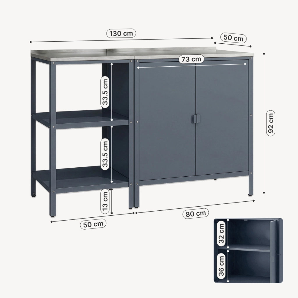 Set di Mobili da Esterno - Armadio e Bancone in Acciaio - Grigio Scuro opaco - casa.pro