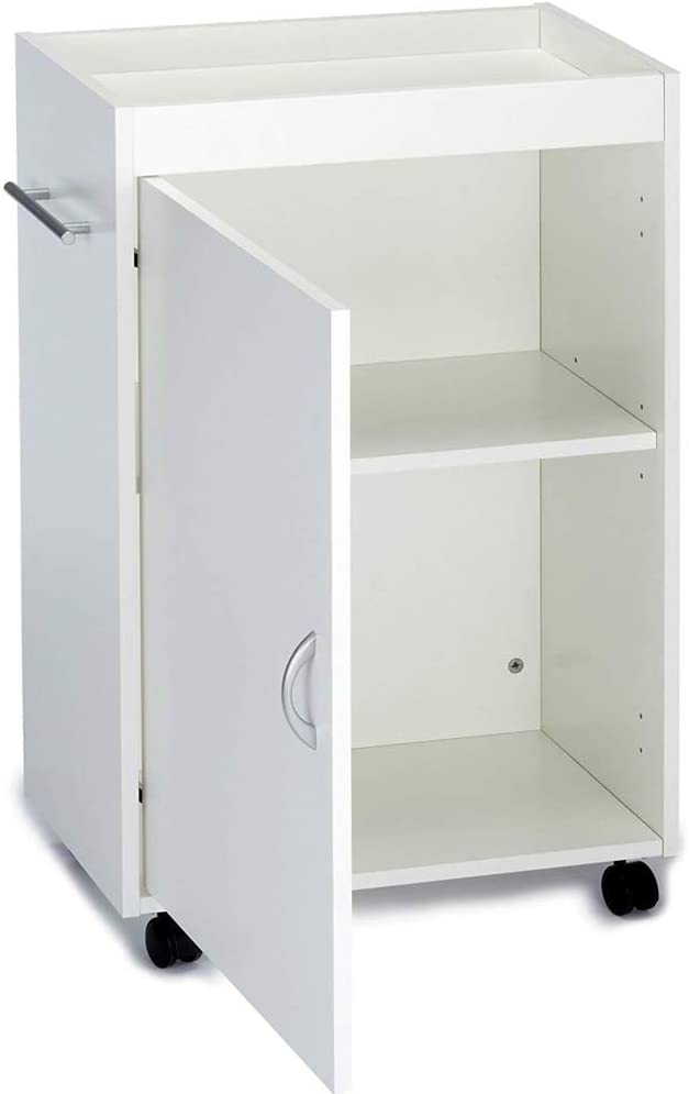 Carrello Bagno Cucina Multiuso Mobiletto Salvaspazio Legno MDF Bianco 4 Ruote
