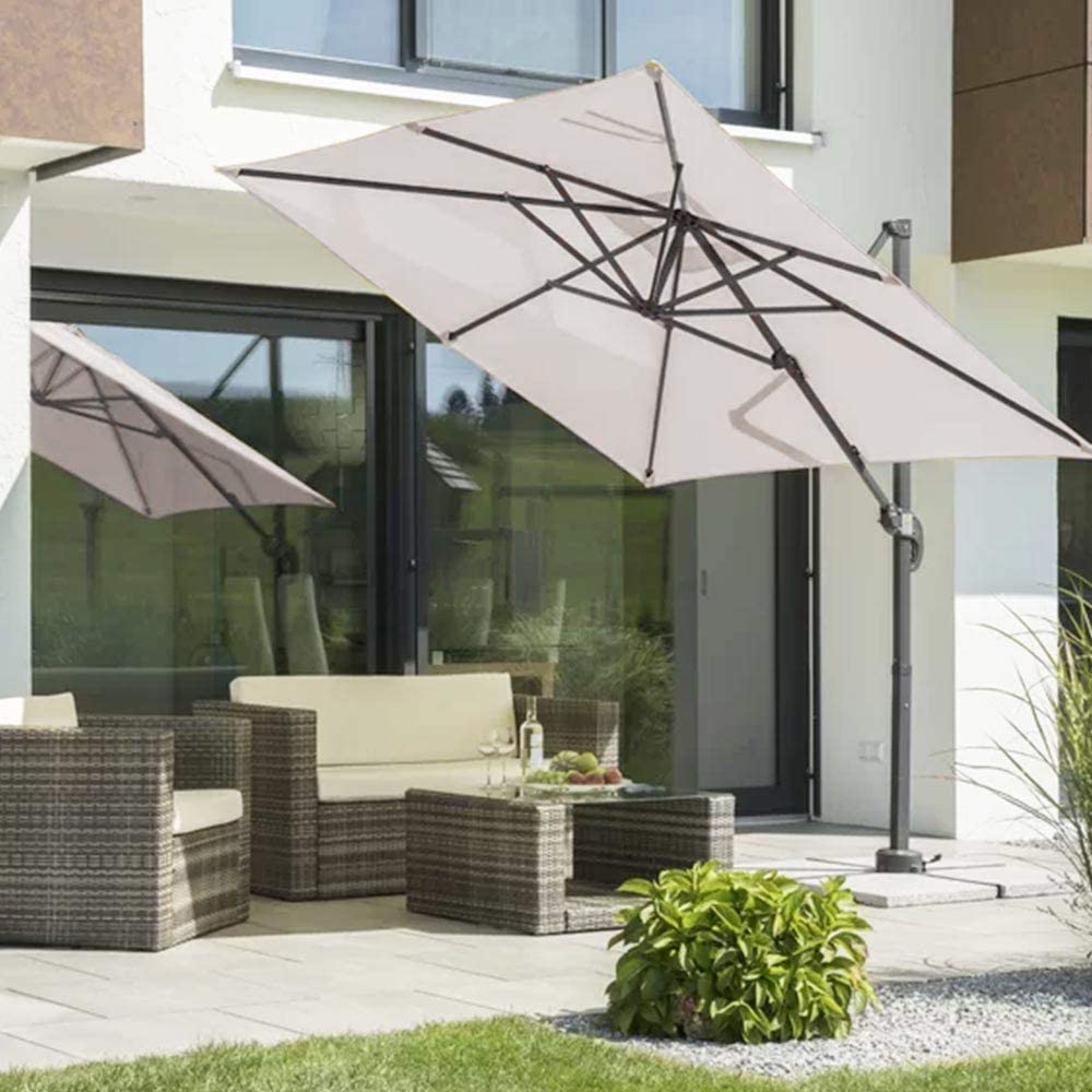 Ombrellone Giardino Decentrato Senso 3x4 Alluminio Inclinabile Girevole Ecru