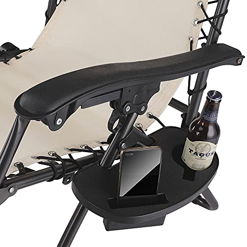 Sedia Poltrona Giardino Gravita Zero Pieghevole Acciaio Oxford con Vassoio Beige