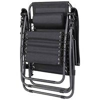 Sedia Poltrona Giardino Gravita Zero Pieghevole Acciaio Oxford con Vassoio Nero