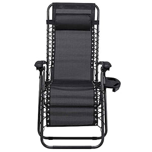 Sedia Poltrona Giardino Gravita Zero Pieghevole Acciaio Oxford con Vassoio Nero