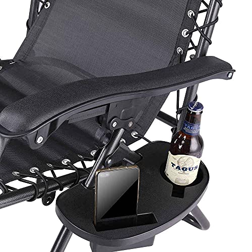 Sedia Poltrona Giardino Gravita Zero Pieghevole Acciaio Oxford con Vassoio Nero