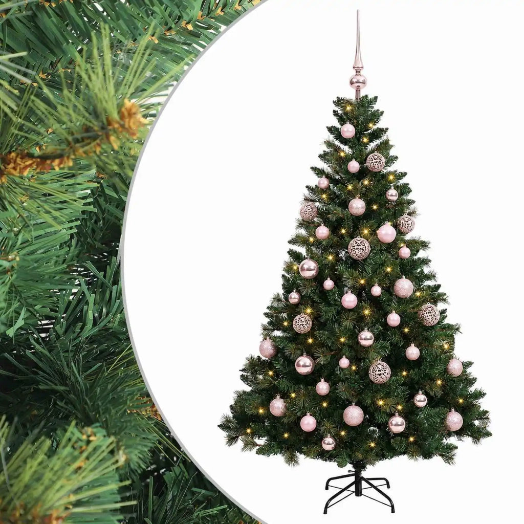 Albero di Natale Artificiale con Palline 120 cm 150 LED 3465769