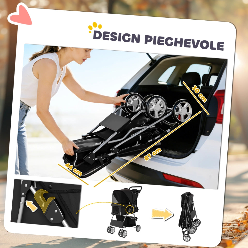 Trasportino Cane Pieghevole ¨C Zephmum ¨C Nero 77x44x102 cm