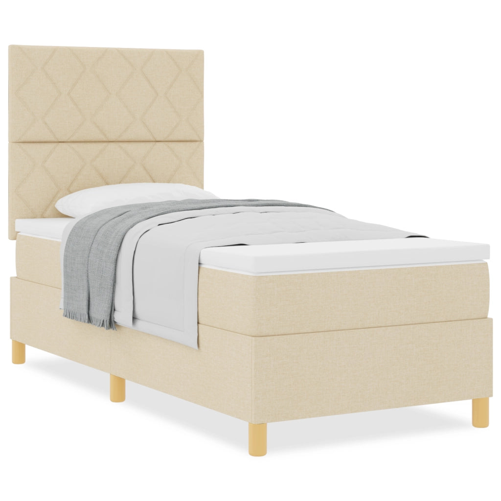 Letto con rete a molle Panna 100x200 cm Tessuto