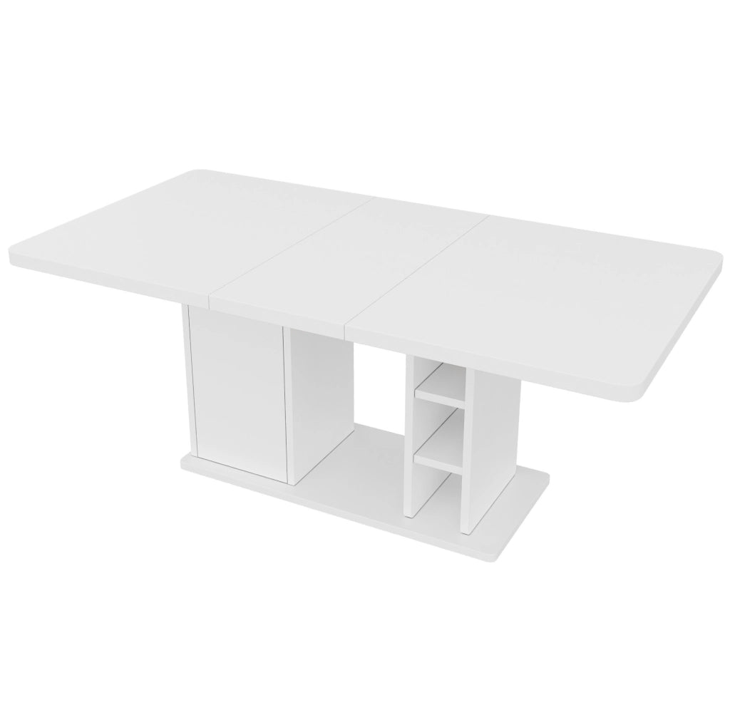 Tavolo da pranzo allungabile 140/180x80 cm con contenitore in MDF bianco