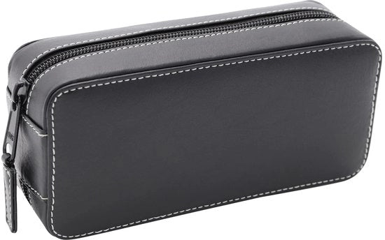 Cassa orologio per 2 orologi con chiusura a zip di pelle fine 16,5x8x5cm (BxHxD) (nero)