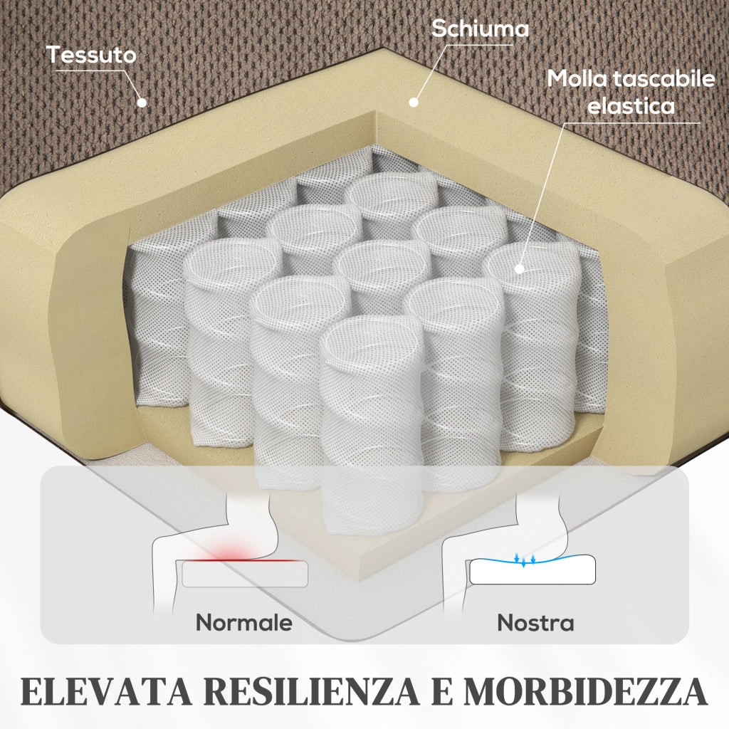 Poltrona Alzapersona Massaggiante e Reclinabile con 2 Tasche e Telecomando, 93x104x105 cm, Marrone Chiaro