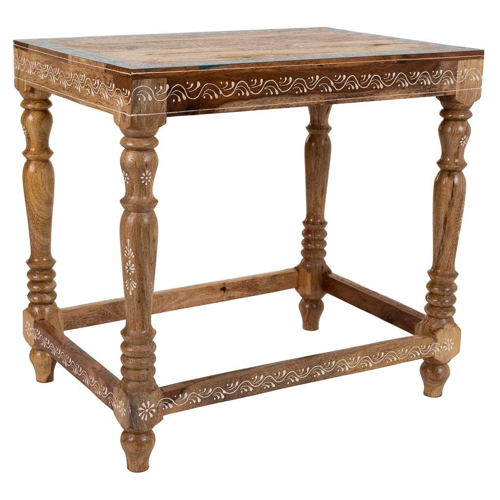 Tavolino in legno dipinto a mano marrone 48x33x46h