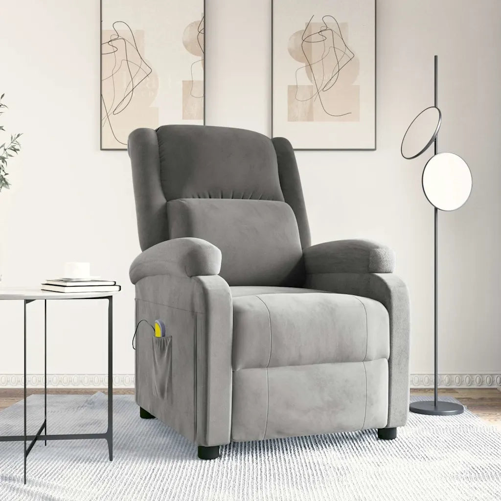 Divano Sedia-Poltrona Massaggiante Grigio Chiaro in Velluto