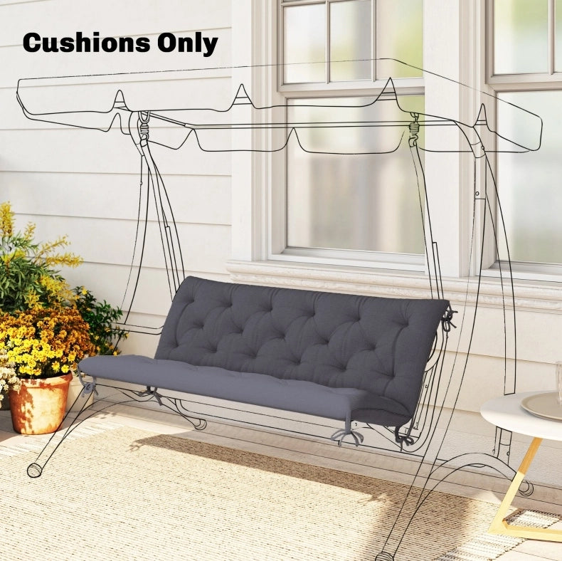 Cuscino per panca 3 posti 150 x 98 x 8 cm poliestere grigio scuro per interni ed esterni