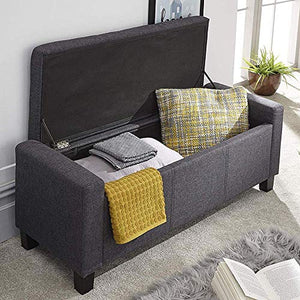 Cassapanca Pouf Contenitore Panca Sgabello Poggiapiedi in Tessuto Grigio Scuro