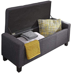 Cassapanca Pouf Contenitore Panca Sgabello Poggiapiedi in Tessuto Grigio Scuro