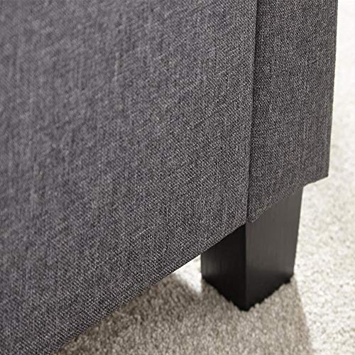 Cassapanca Pouf Contenitore Panca Sgabello Poggiapiedi in Tessuto Grigio Scuro