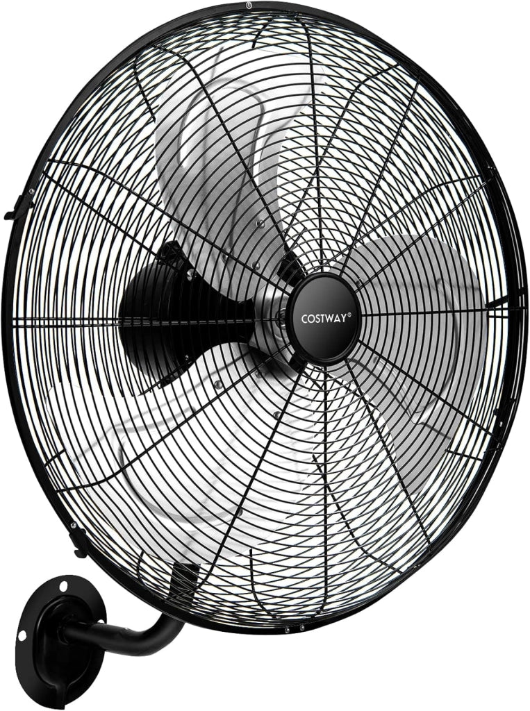 Ventilatore da Parete Girevole a 3 Velocità, Industriale e Silenzioso ad Alta Velocità con Pale in Alluminio, Potenza 120W, Diametro 51 cm (Nero)