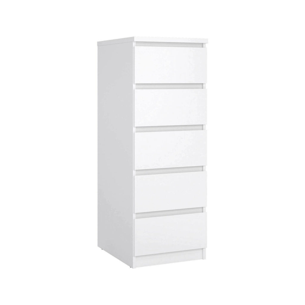 Cassettiera a cinque Achaldi, colore bianco lucido, cm 40x50h111