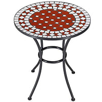 Set Tavolo + Sedie Pieghevoli Mosaico Arredo Esterno Giardino Metallo Terracotta