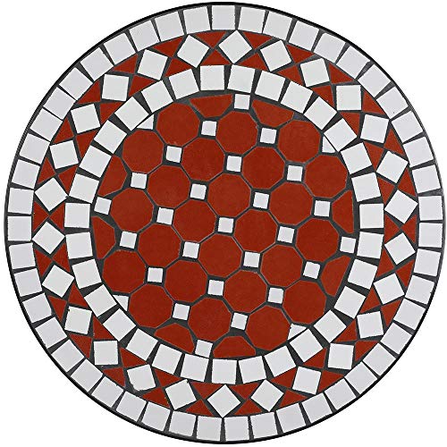 Set Tavolo + Sedie Pieghevoli Mosaico Arredo Esterno Giardino Metallo Terracotta